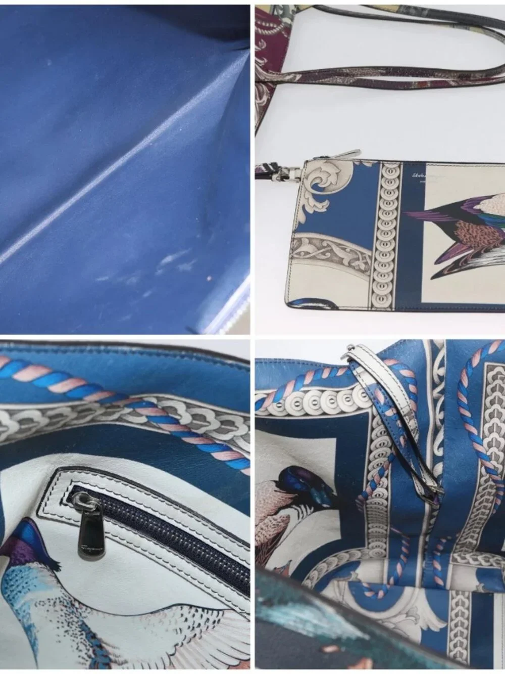 Salvatore Ferragamo Gancini Tote Bag Leather Multicolor Silver Auth LNZ658